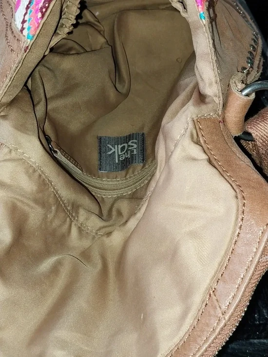 The Sak Tan Embroidered Crossbody Bag with Pink Accent - Picture 5 of 7